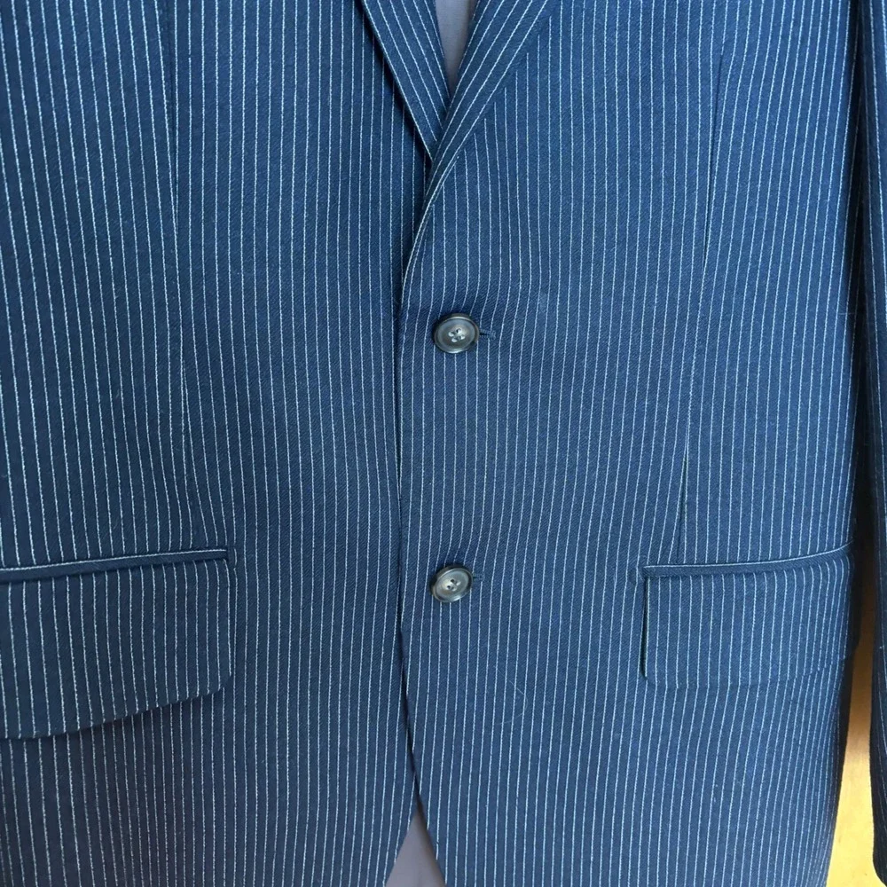 Suitsupply Lazio Suit Jacket Mens 46/36R Navy Pinstripe Drago Super 130s Wool